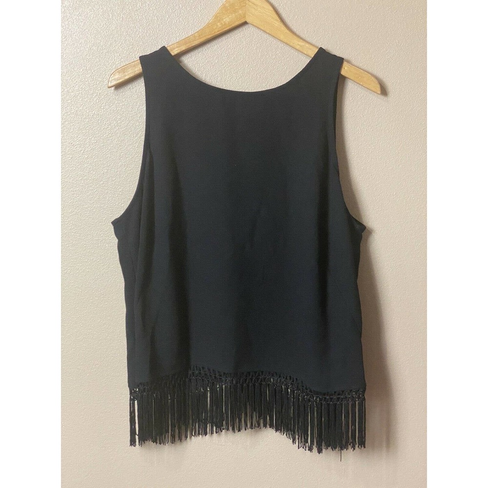 Jennifer Lopez Plus Size Fringe Black Tank Top 1X